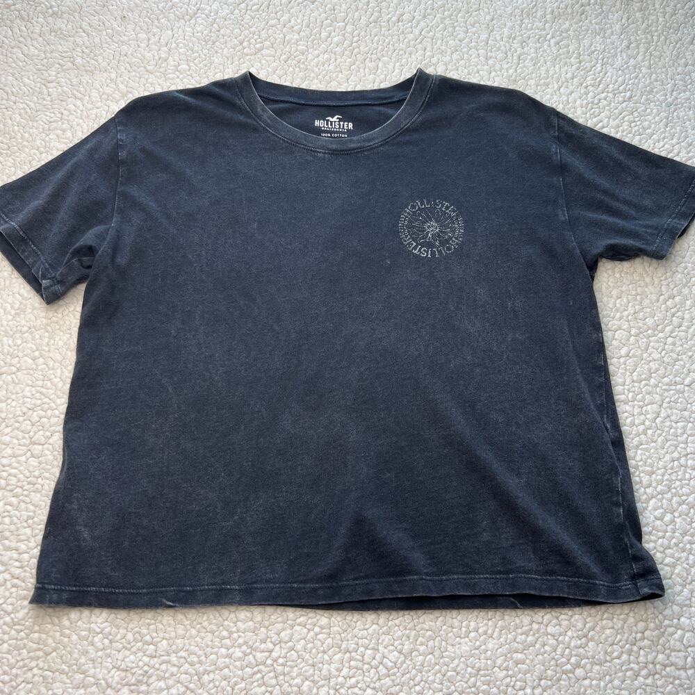 Hollister Records 100% Cotton Black Crop Tee Small